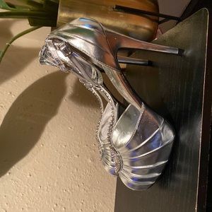 Silver & Rhinestone heels. Size 9